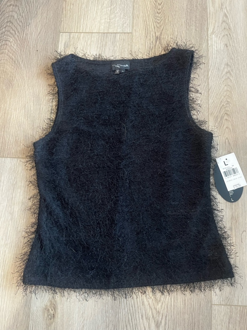Black Fuzzy Sleeveless Top
